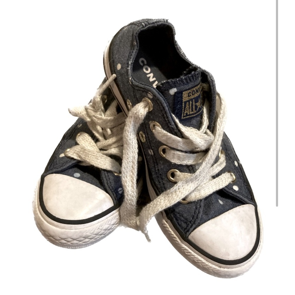 Kids glitter polka dot converse low top chuck taylor all star sneakers size 11